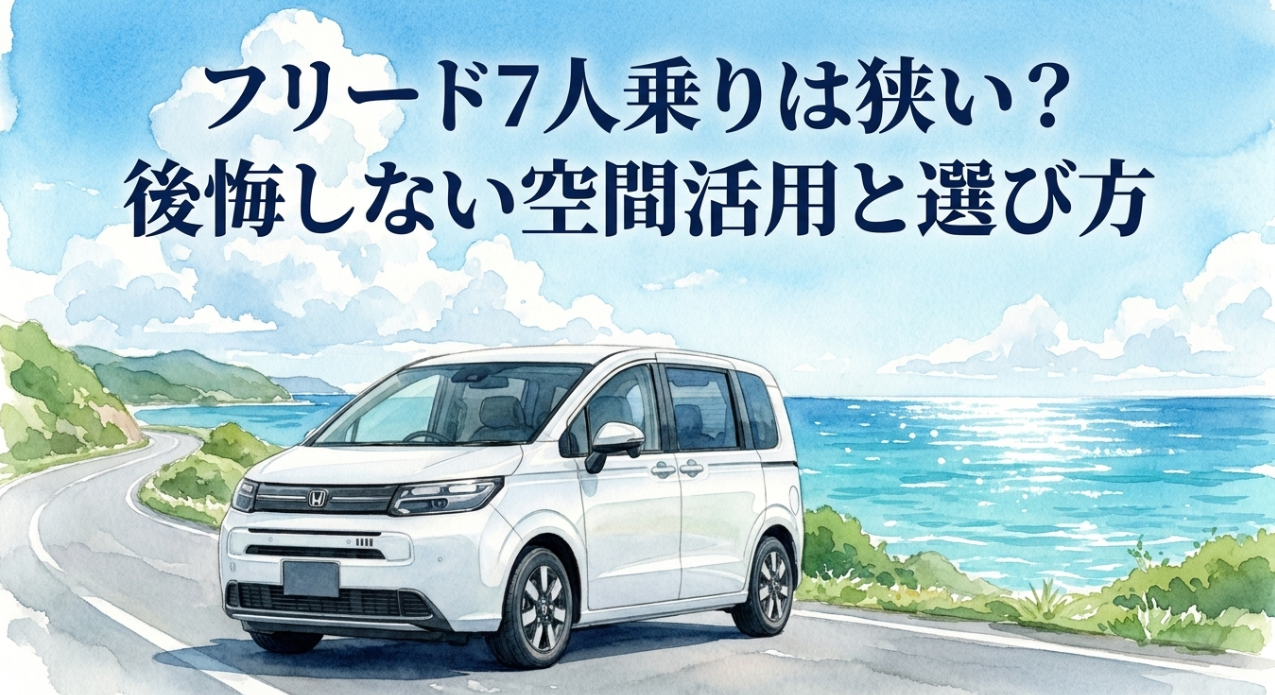 フリード7人乗りの狭さや後悔しない空間活用と選び方を解説するアイキャッチ画像