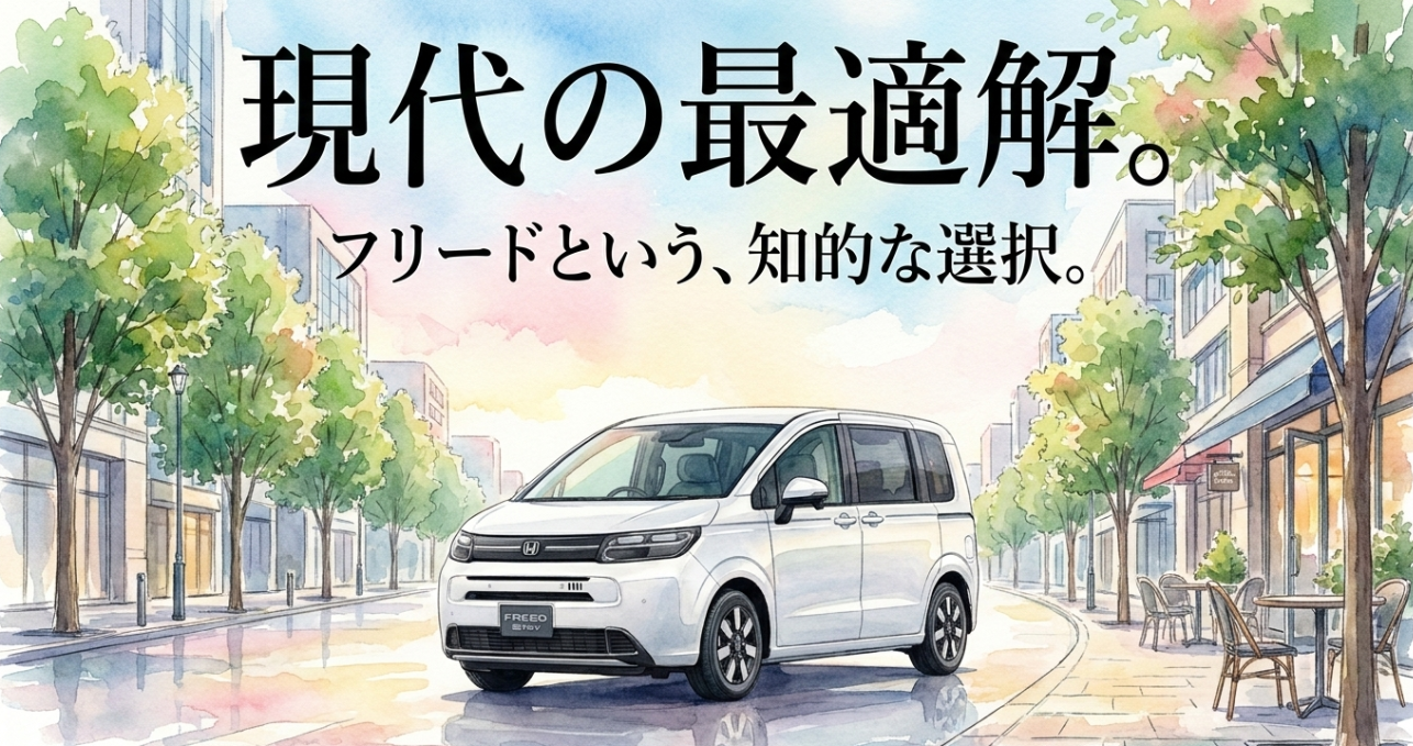 フリードは現代の道路事情や家族の利便性に合った知的な選択であることを表すスライド