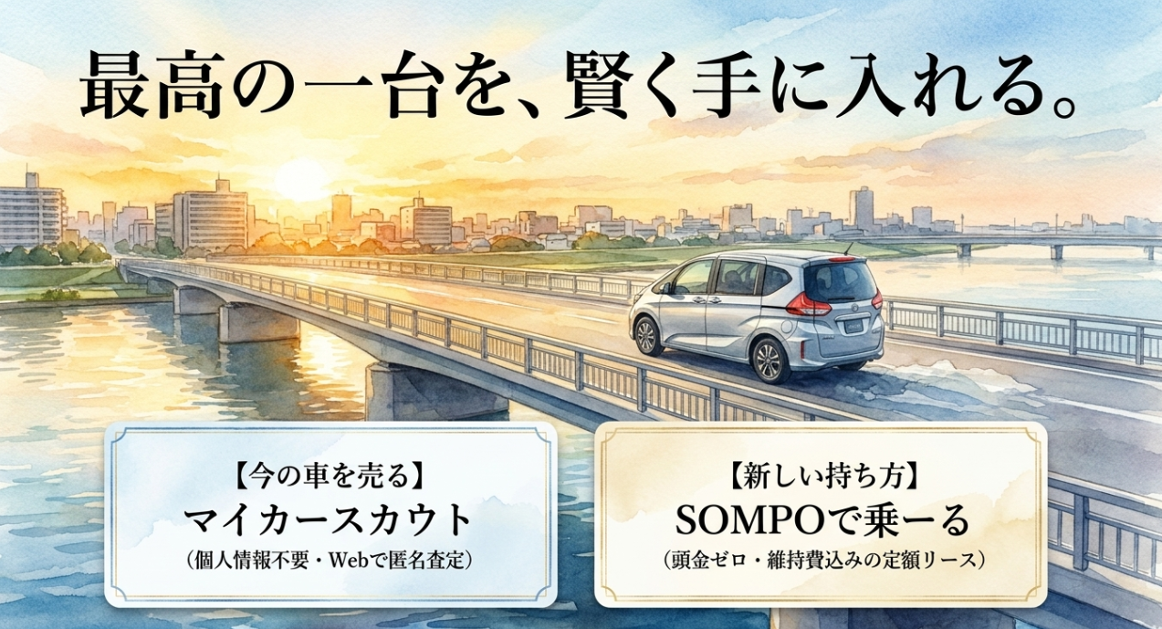 フリードを賢く手に入れる方法としてマイカースカウトとSOMPOで乗ーるを紹介するスライド