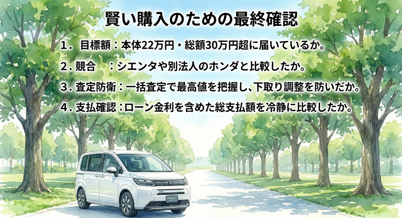 フリードを賢く購入するための値引き・競合・査定・支払い最終確認リスト