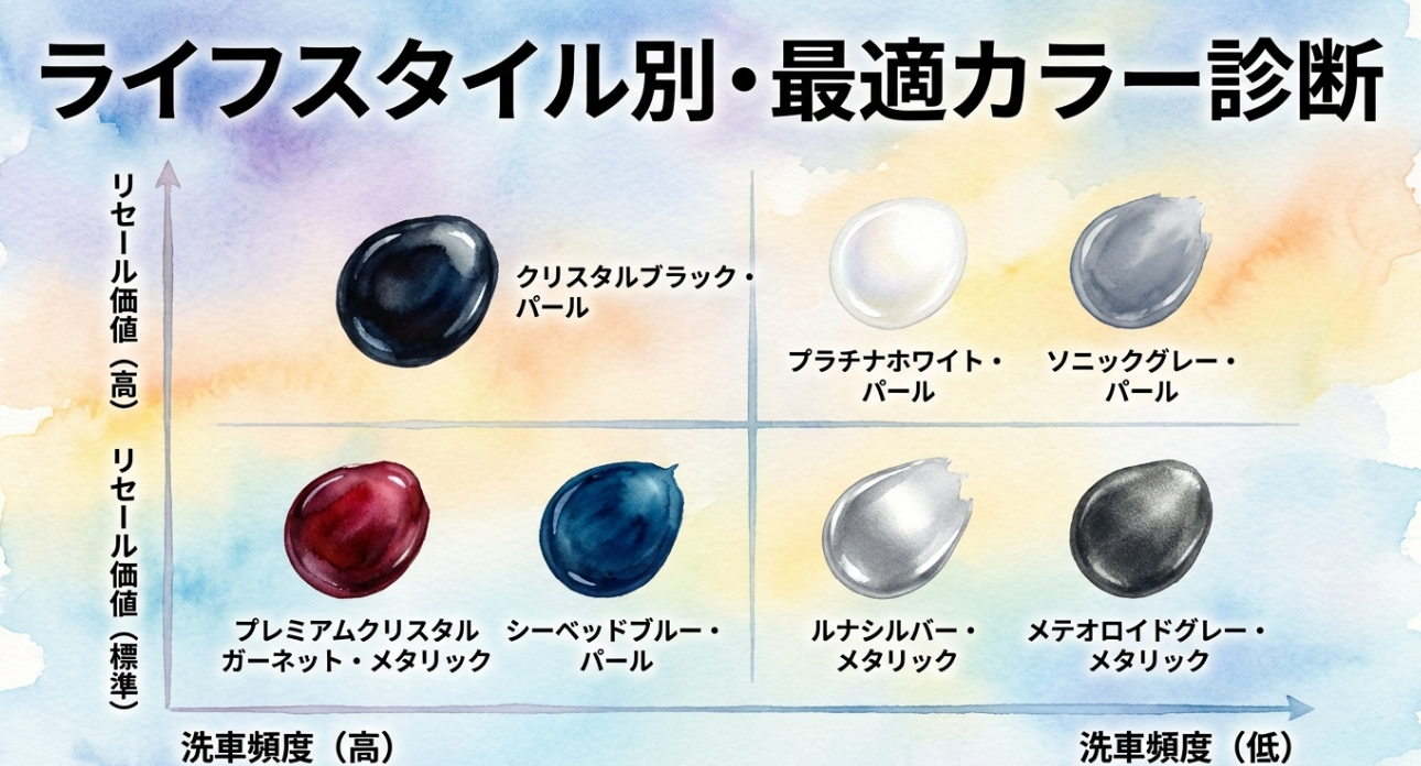 ホンダフリードのカラーをリセール価値と洗車頻度で分類しライフスタイル別に最適色を診断するスライド