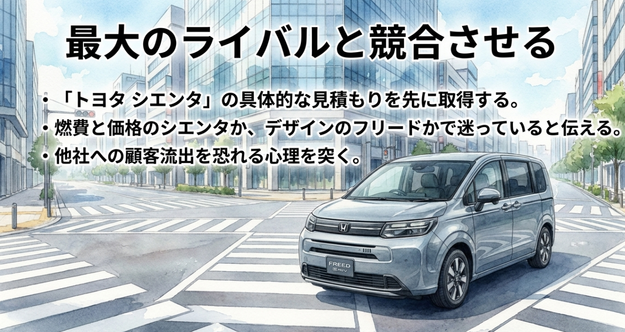 フリード値引き交渉でトヨタシエンタと競合させる方法