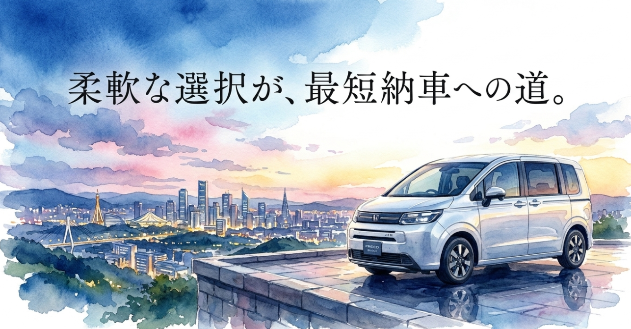 柔軟な選択が新型フリードの最短納車につながることを示すまとめ画像