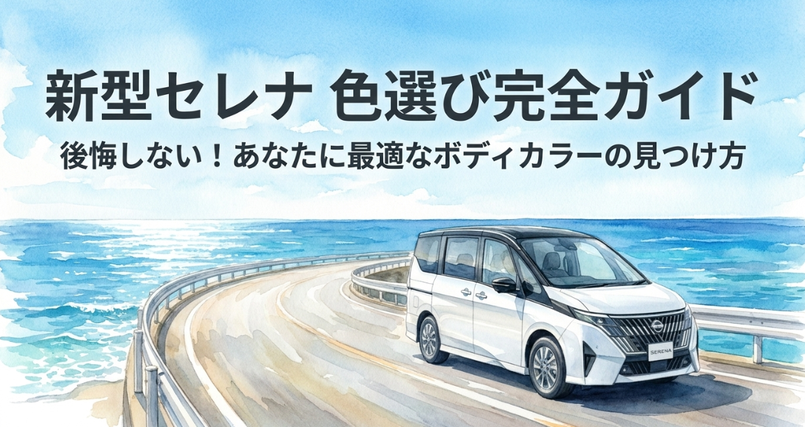 新型セレナの色選び完全ガイド。後悔しないボディカラーの見つけ方を紹介する表紙スライド