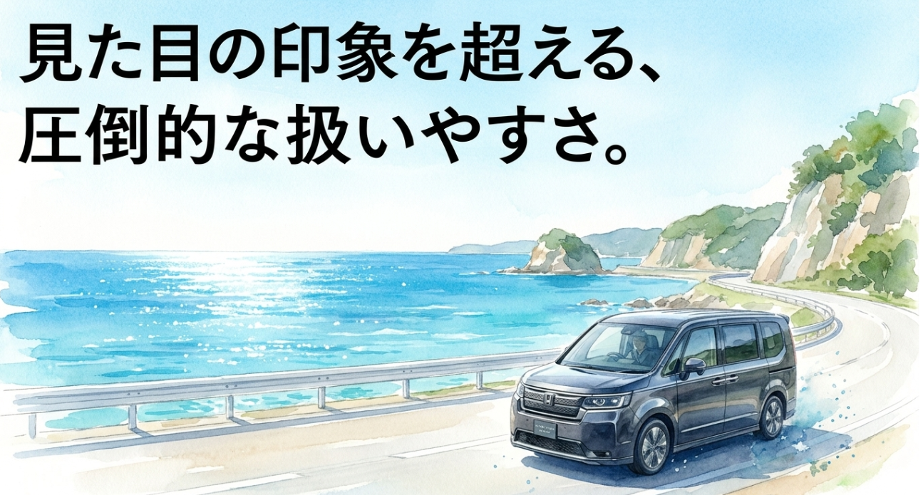 新型ステップワゴンは見た目以上に扱いやすいことを示すスライド