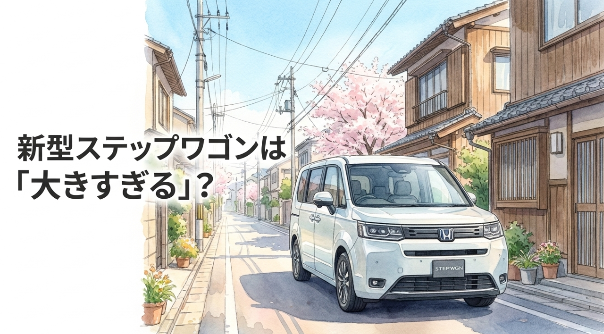 新型ステップワゴンは大きすぎるのかをテーマにした記事導入スライド