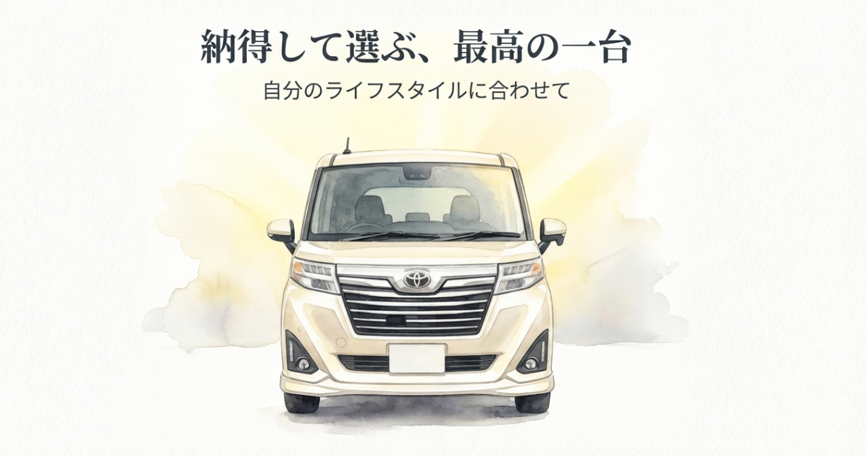 自分のライフスタイルに合ったルーミー選びを促す締めのスライド（正面から見たルーミーのイラスト）