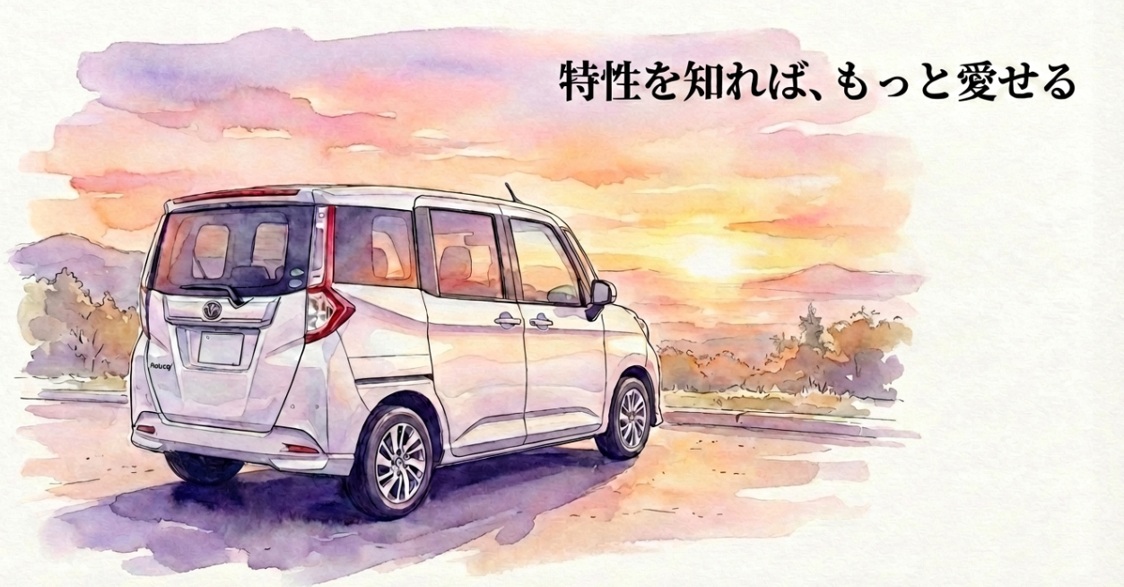 ルーミーの特性を理解して高速走行の不安を減らし、安心して乗り続ける考え方を表したまとめスライド