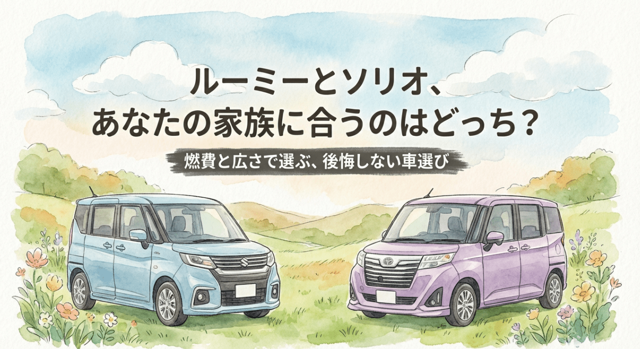 ルーミーとソリオの比較ガイド表紙：燃費と広さで選ぶ後悔しない車選び