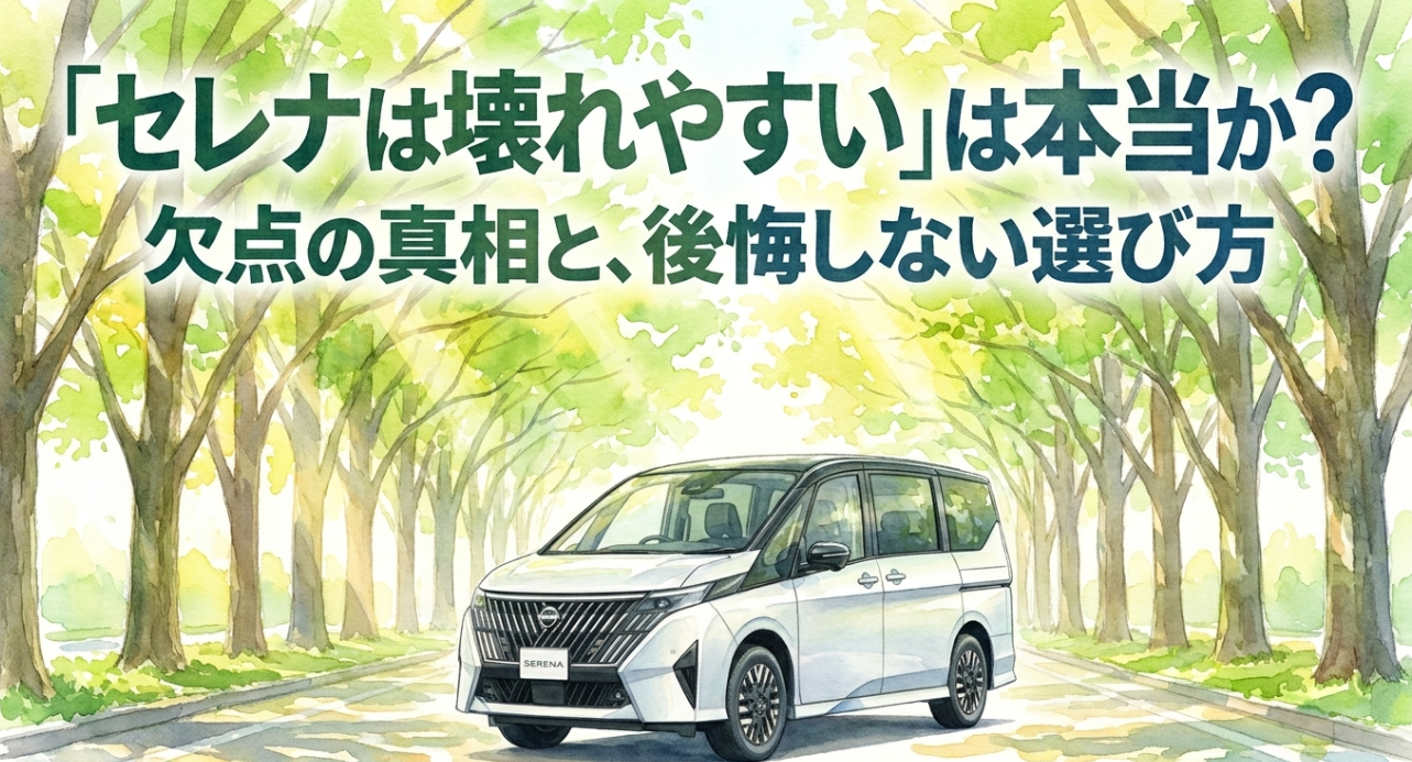 セレナが壊れやすいという噂の真相と、欠点を理解して後悔しない選び方を解説する記事のアイキャッチ
