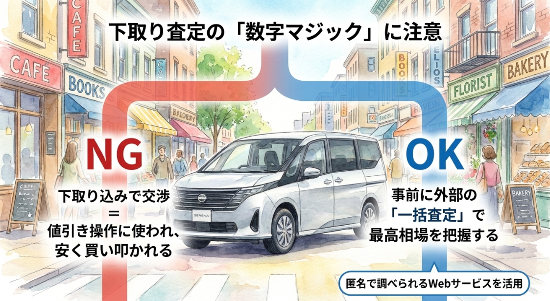 セレナ購入時に下取り査定の数字マジックで損をしないための注意点
