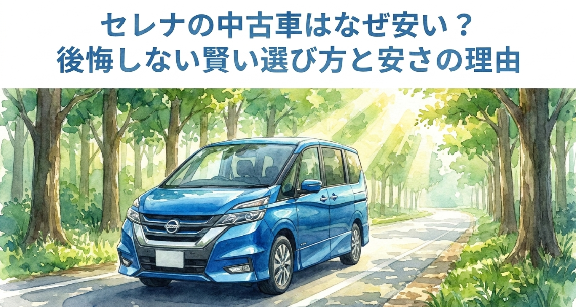 セレナの中古車が安い理由と後悔しない賢い選び方を解説するタイトルスライド
