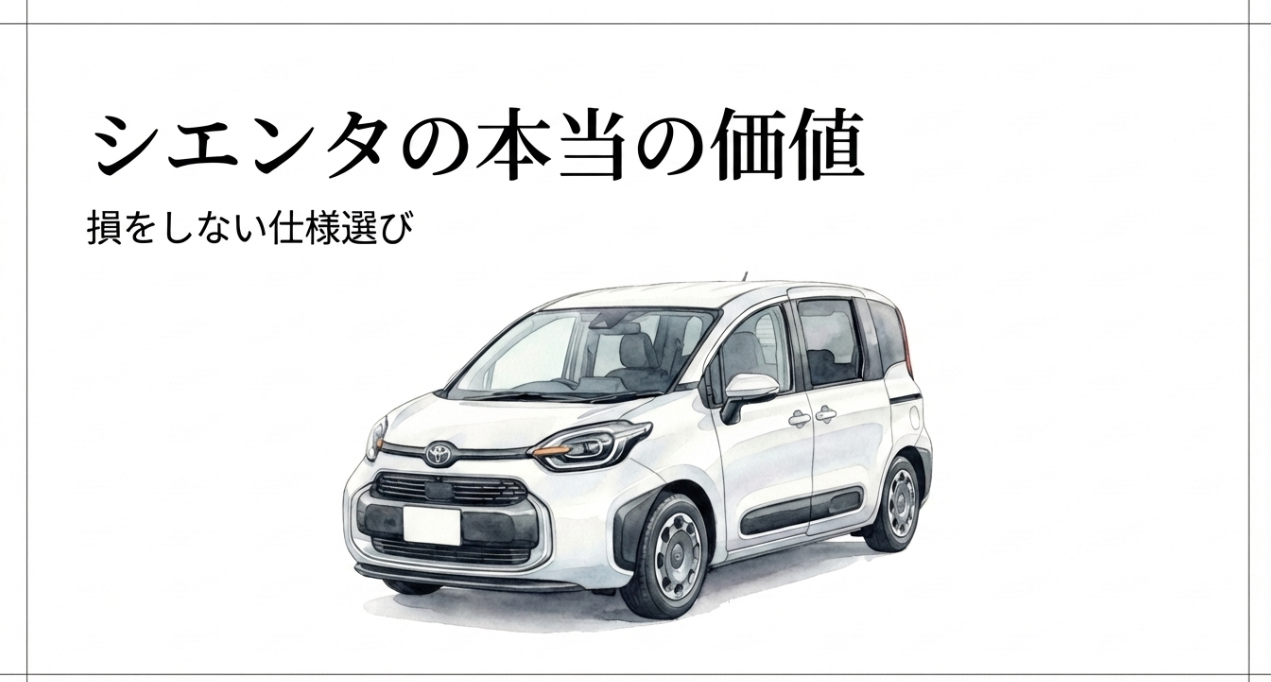 シエンタの本当の価値と損をしない仕様選びを示した表紙スライド