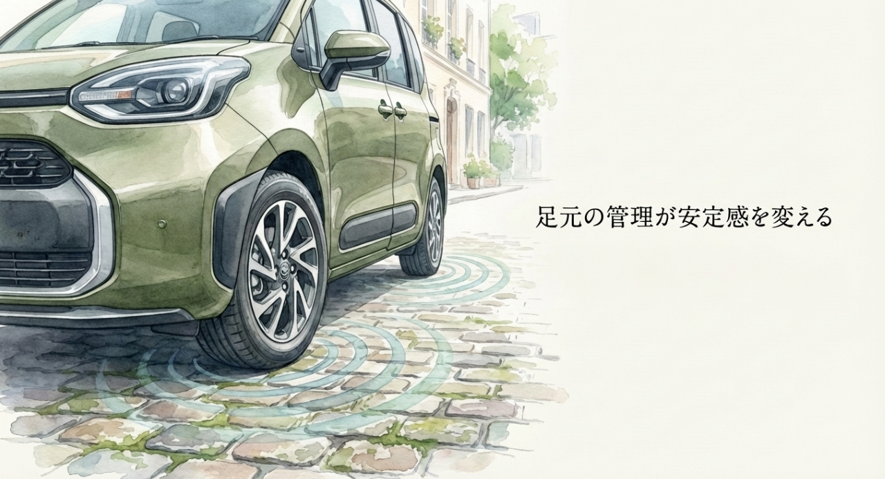 タイヤ管理がシエンタの高速安定性と疲れにくさに影響することを示すイメージ