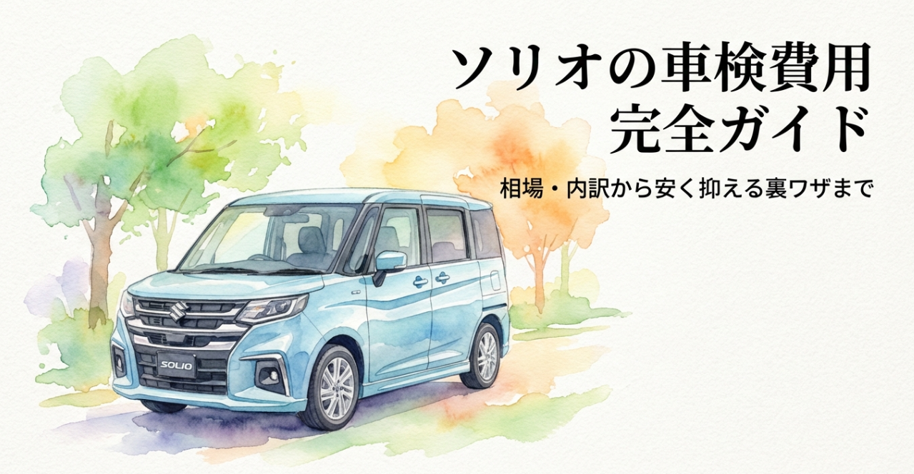 ソリオの車検費用完全ガイドのタイトルスライド画像