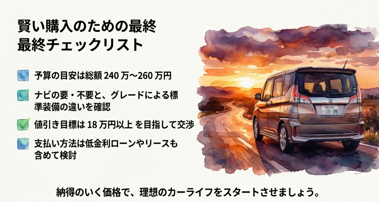 ソリオを納得の価格で購入するための最終確認チェックリスト