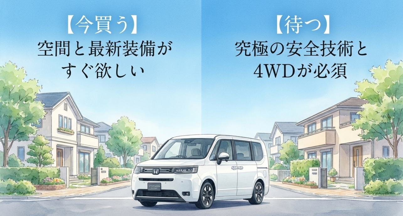 ステップワゴンを今買うべき人と次期型を待つべき人の判断基準を比較した画像