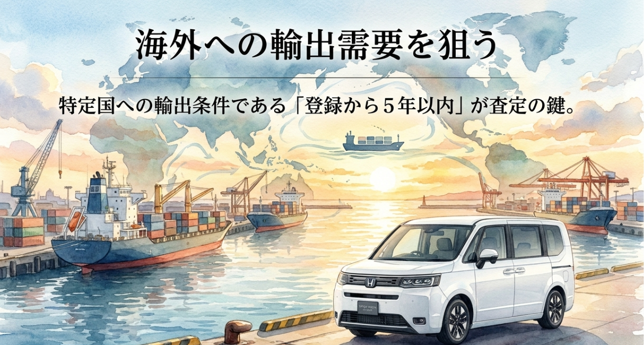 ステップワゴンは登録から5年以内が海外輸出需要で重要になることを示す画像