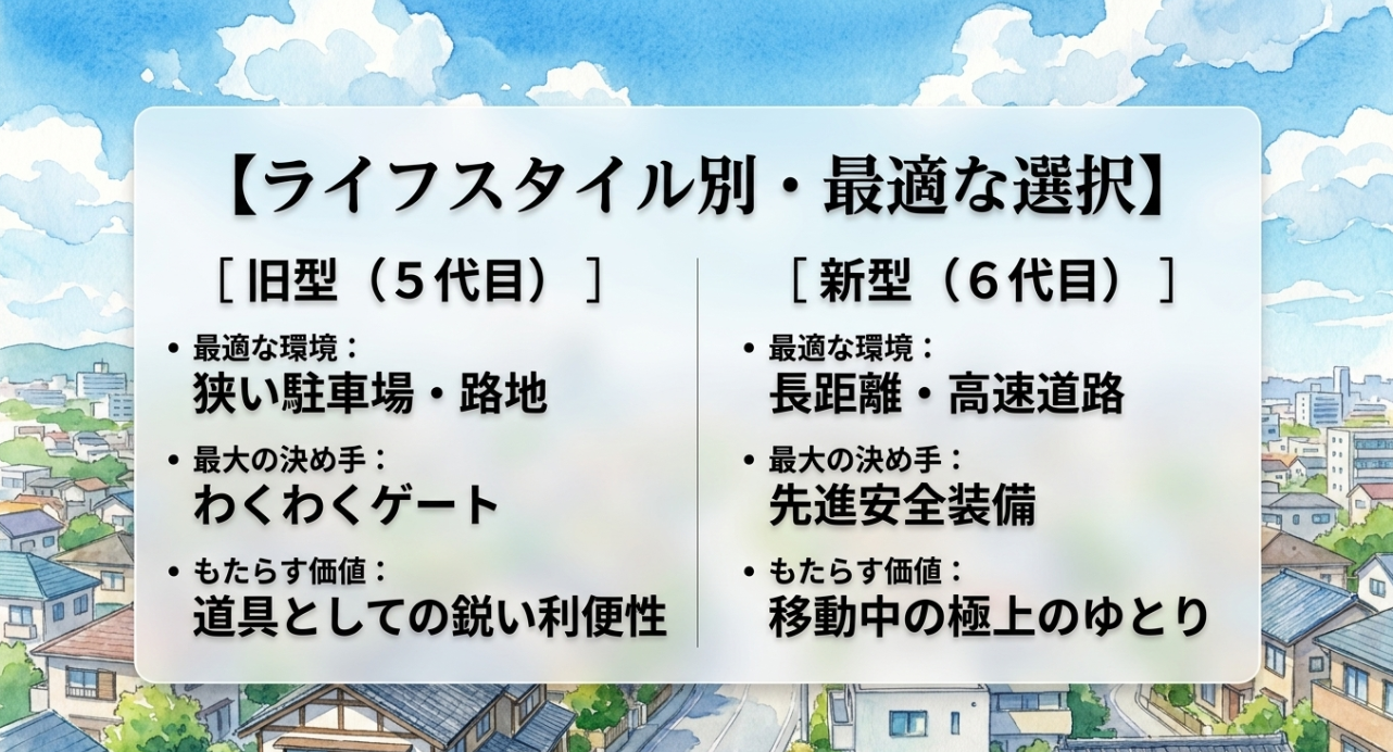 旧型ステップワゴンと新型ステップワゴンのおすすめ用途をライフスタイル別に比較したスライド