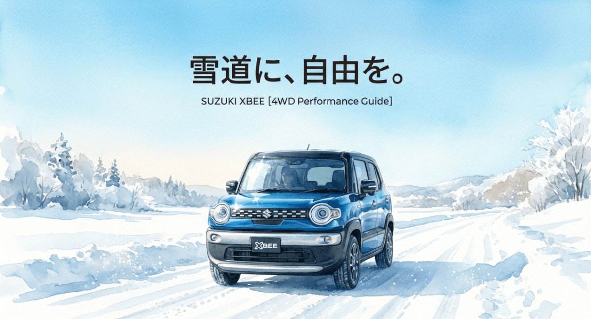 雪道を走るスズキ・クロスビーの4WD走行性能ガイド表紙
