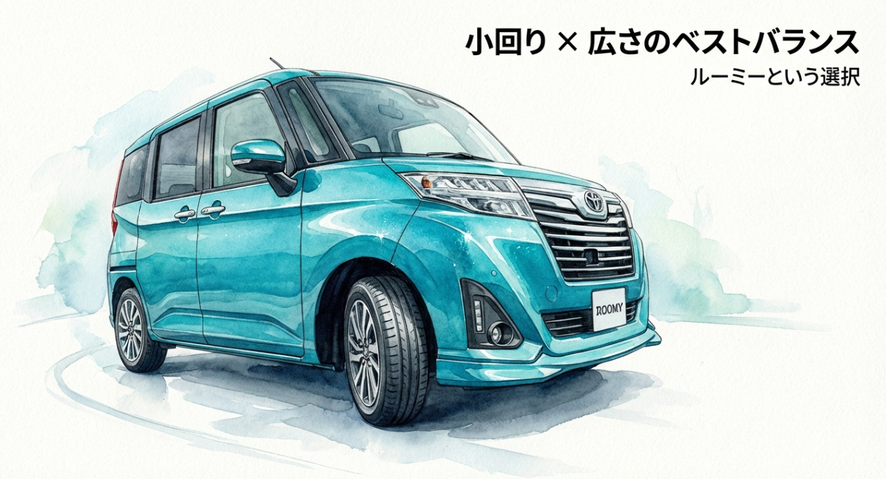 小回りの良さと室内の広さのバランスに優れたルーミーの総合的な魅力を示すスライド