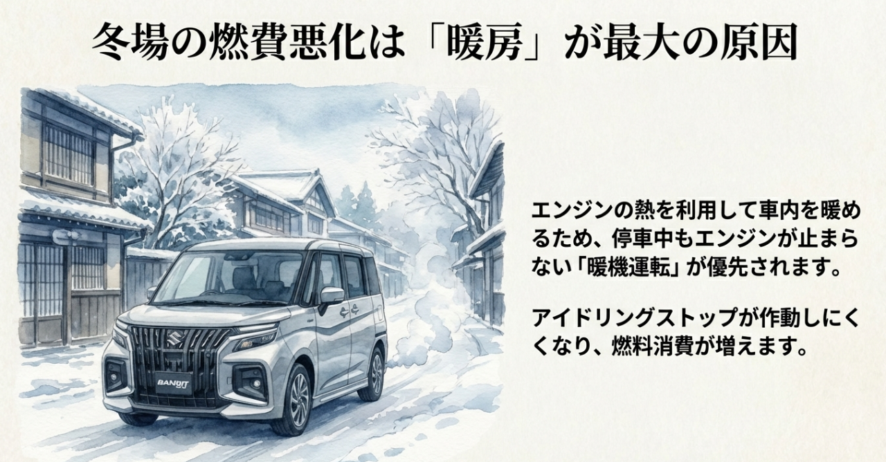 冬場の暖房使用（暖機運転）によりアイドリングストップが作動しにくくなる仕組みの解説