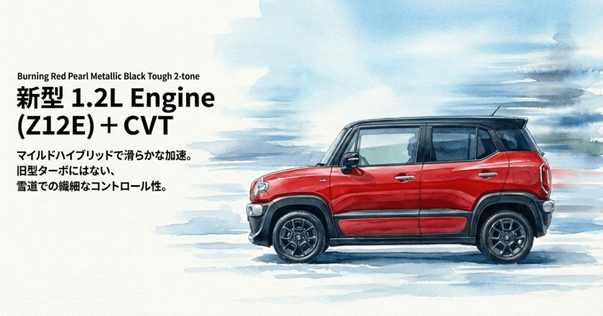 新型1.2LエンジンとCVTによる雪道での繊細なコントロール性の向上